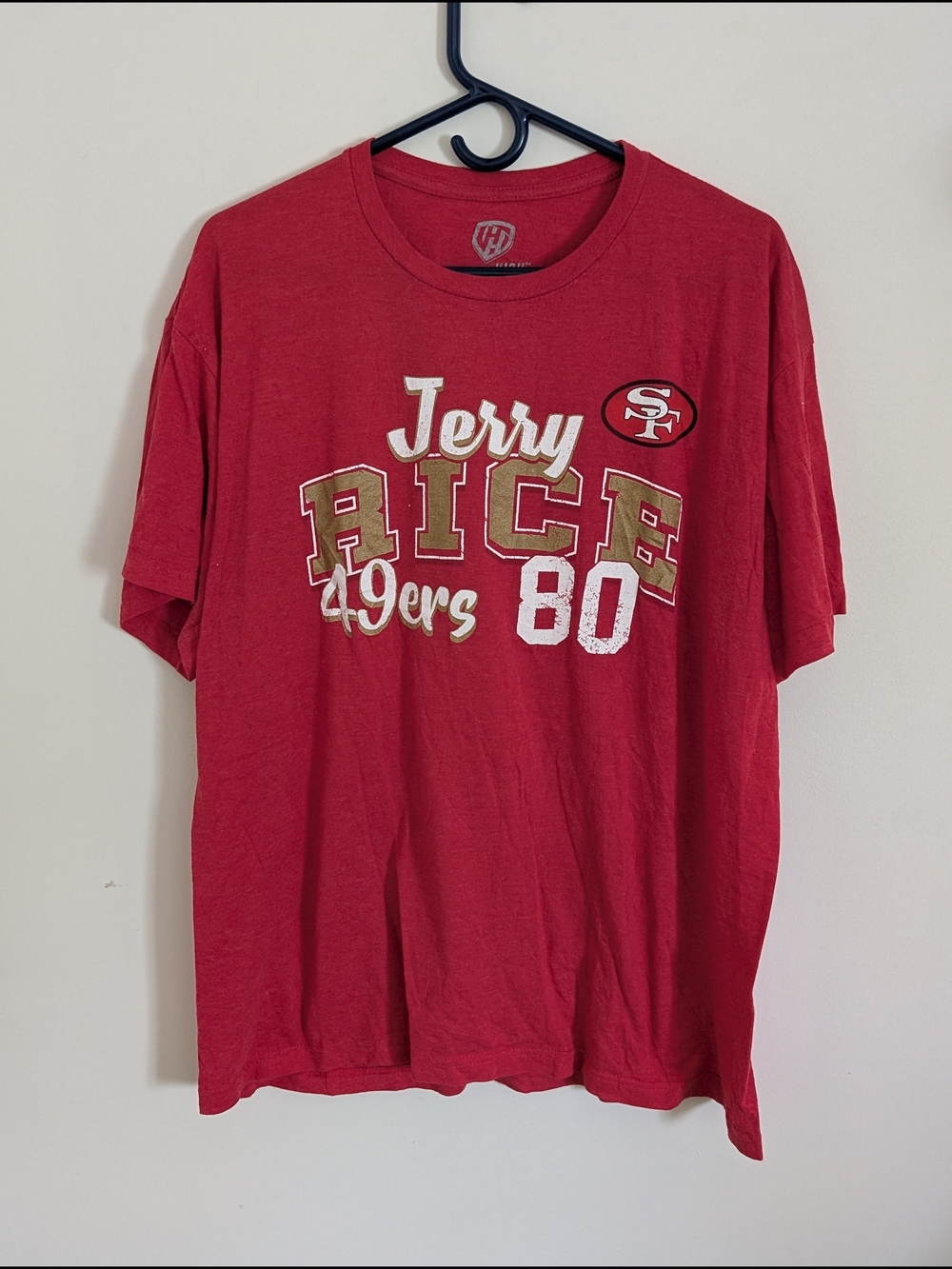 Hands High Jerry Rice San Francisco 49ers Red NFL T-Shirt Size XL